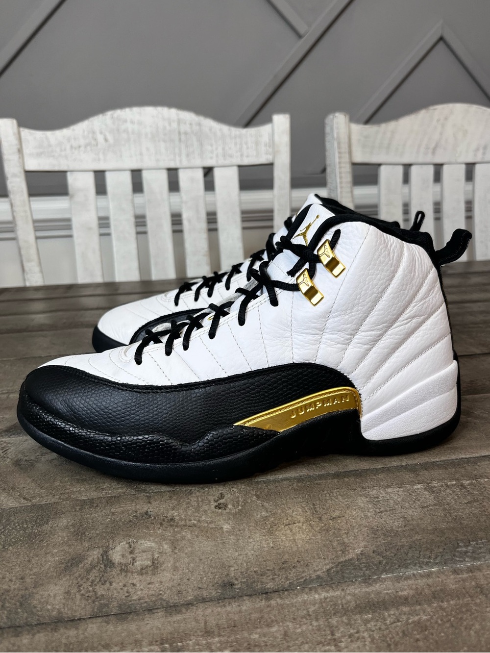 Nike Air Jordan 12 Retro Royalty White/Black/Gold Men’s Sz 9